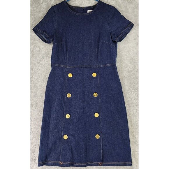 Shelby & Palmer Dress Womens 8 Blue Denim Summer Business Casual Button Mini - Picture 1 of 12